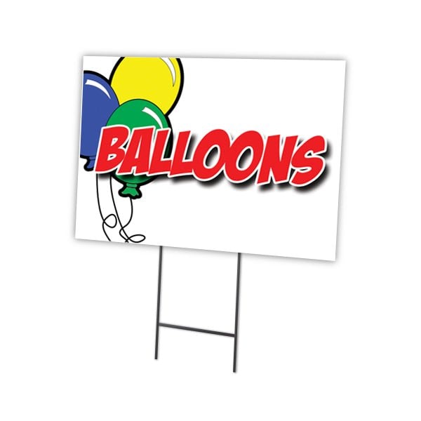 Balloons Yard Sign & Stake outdoor plastic coroplast window, C-1824-DS-Balloons